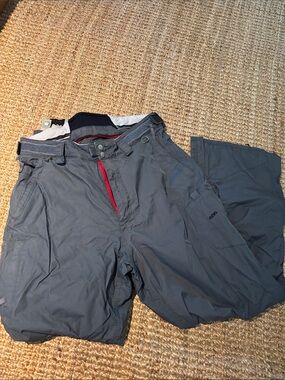 Smartty Men's Dark Gray Snow Pants with Red Trim